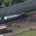 Tanker truck catches fire on I-95 in Bristol, Bucks County