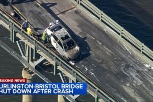 Burlington-Bristol Bridge reopened after crash, car fire over Delaware River