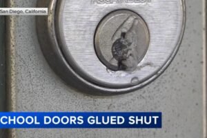 Suspect glues 200 doors shut at California high school; $70K in damage reported