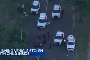 Driver arrested after stealing vehicle with baby inside