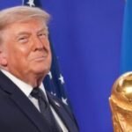 Trump celebrates the World Cup as a US victory as he prepares to present trophy to the winning team
